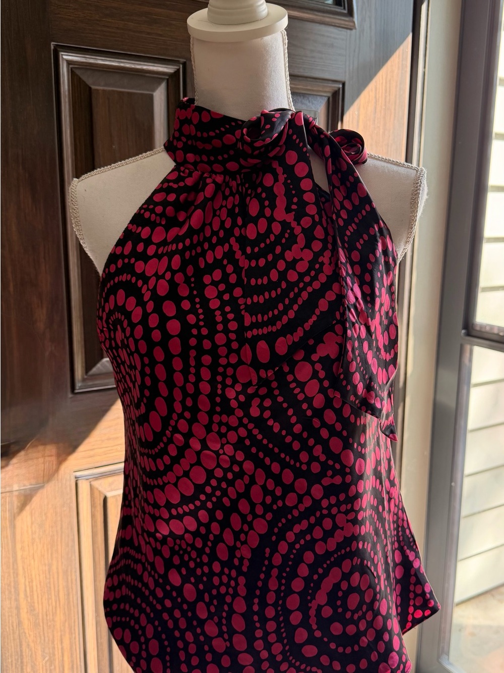 INC International Concepts Black & Fuchsia Tie-Neck Halter Top